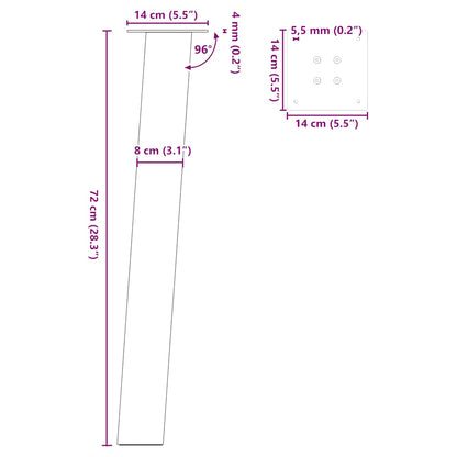Pés de mesa de console 4 peças, branco, 72 cm, aço