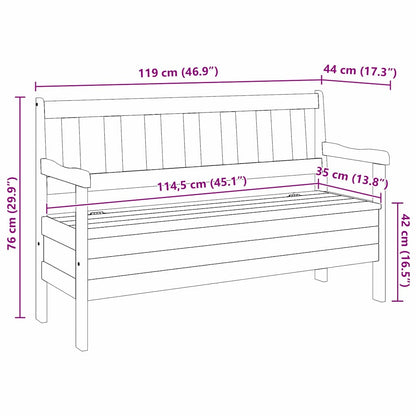 Banco de exterior com armazenamento Castanho 119 x 44 x 76 cm