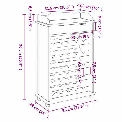 Escorredor de Vinho Castanho 90 x 60 x 30 cm