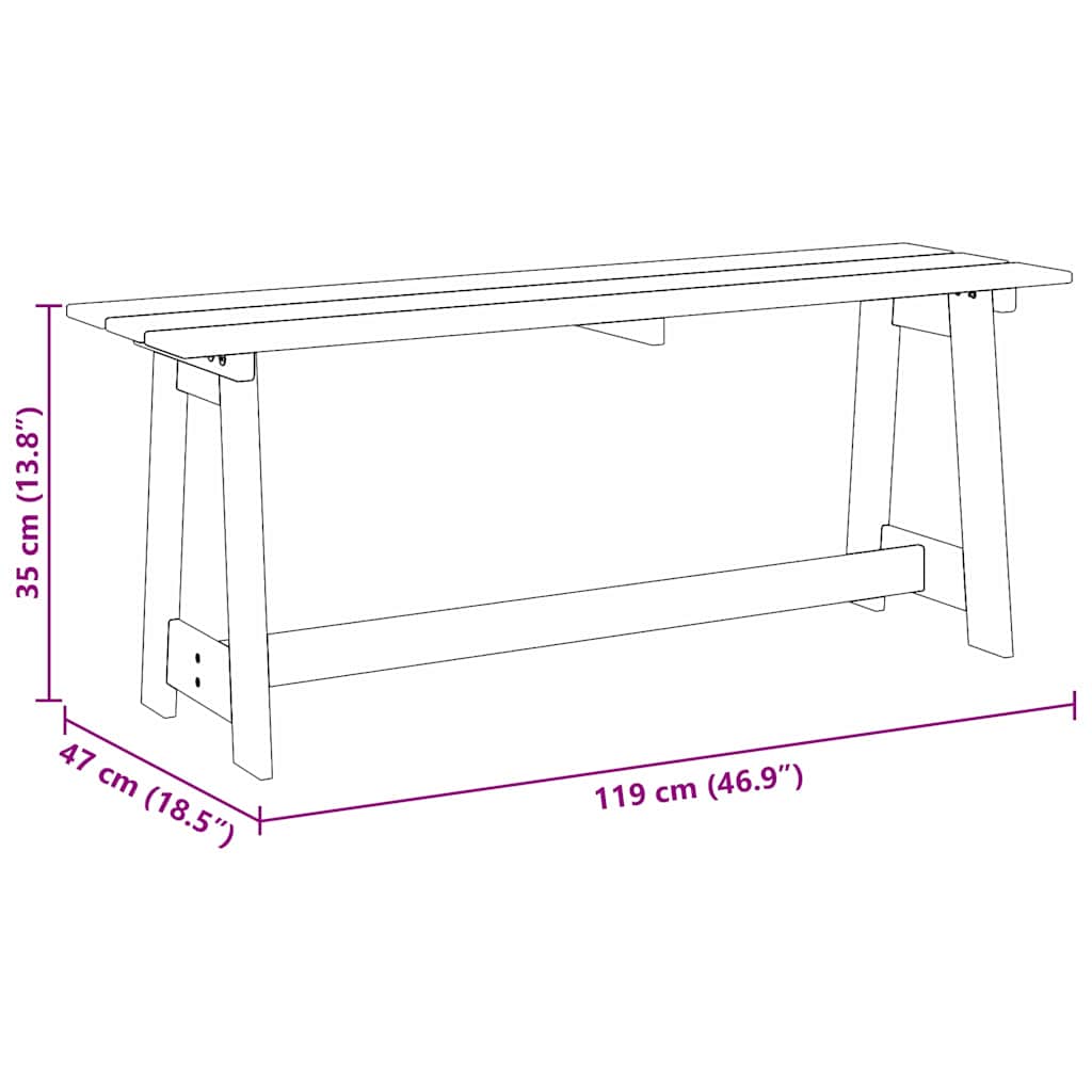 Banco de exterior Castanho 119 x 47 x 35 cm