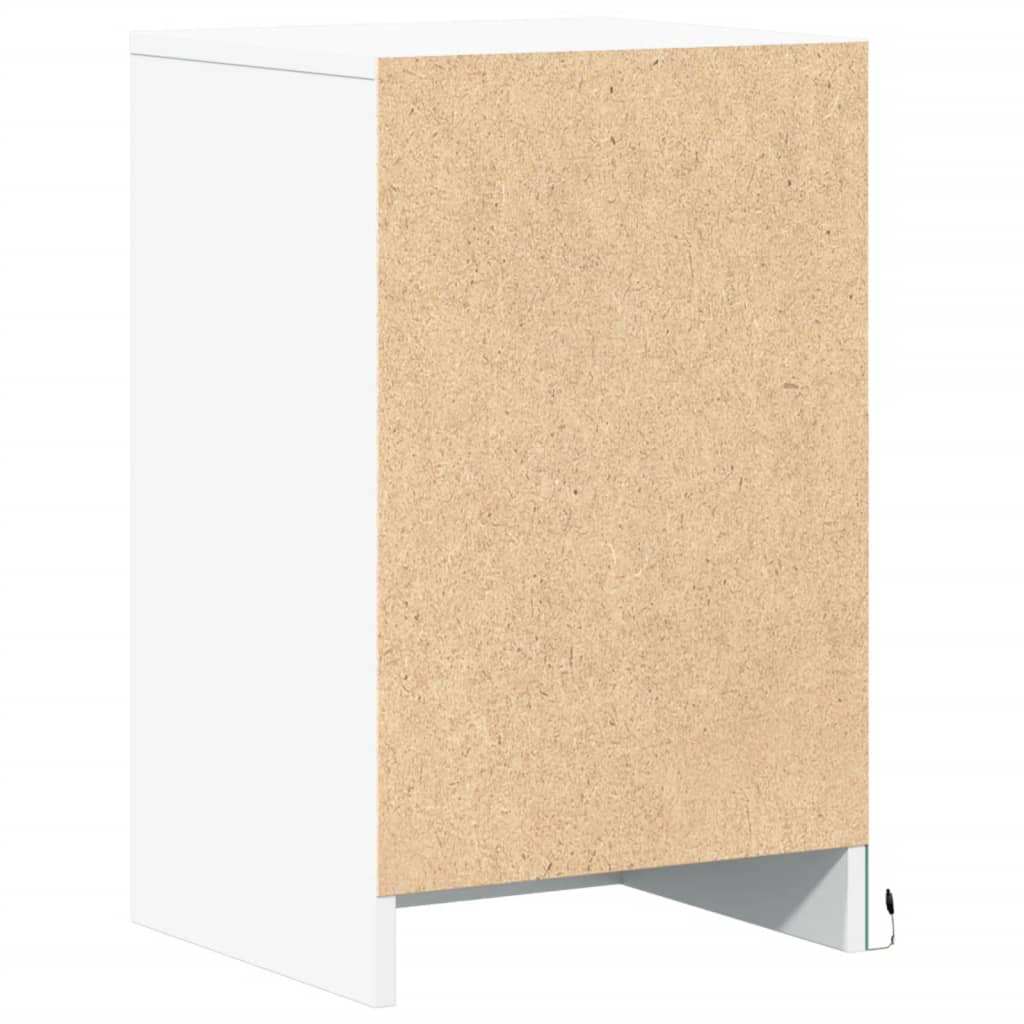 Mesas de cabeceira c/ luzes LED 2 pcs derivados madeira branco