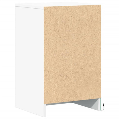 Mesas de cabeceira c/ luzes LED 2 pcs derivados madeira branco