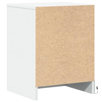 Mesa de cabeceira com luzes LED derivados de madeira branco