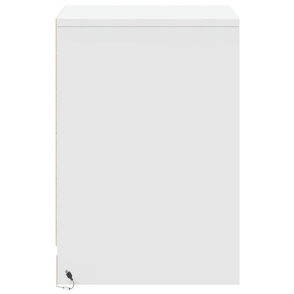 Mesas de cabeceira c/ luzes LED 2 pcs derivados madeira branco