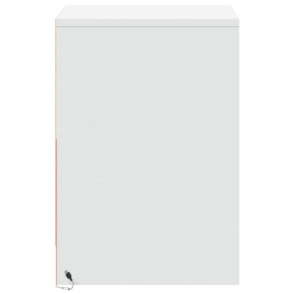 Mesas de cabeceira c/ luzes LED 2 pcs derivados madeira branco