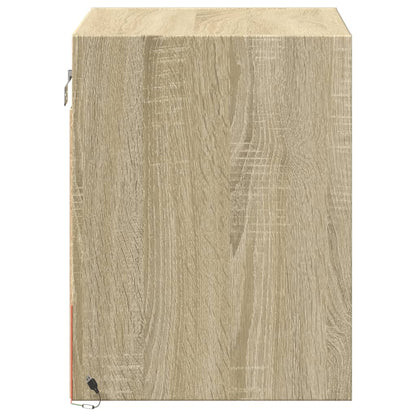 Mesas de cabeceira de parede com luzes LED 2pcs carvalho sonoma