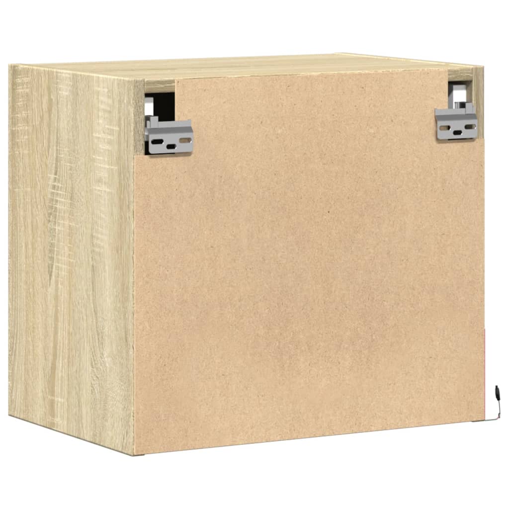 Mesas de cabeceira de parede com luzes LED 2pcs carvalho sonoma