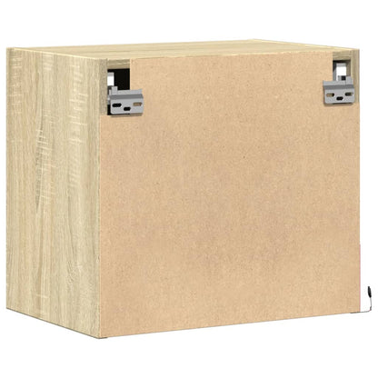 Mesas de cabeceira de parede com luzes LED 2pcs carvalho sonoma