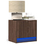Mesa de cabeceira de parede com luzes LED carvalho castanho