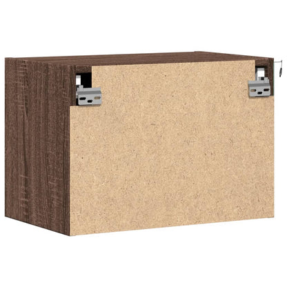 Mesa de cabeceira de parede com luzes LED carvalho castanho