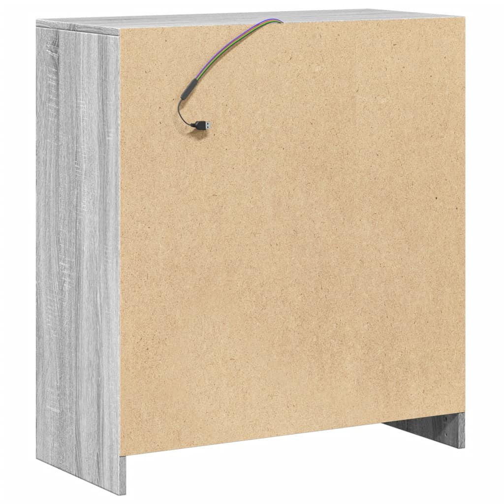 Aparador com luzes LED derivados de madeira cinzento sonoma