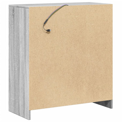 Aparador com luzes LED derivados de madeira cinzento sonoma