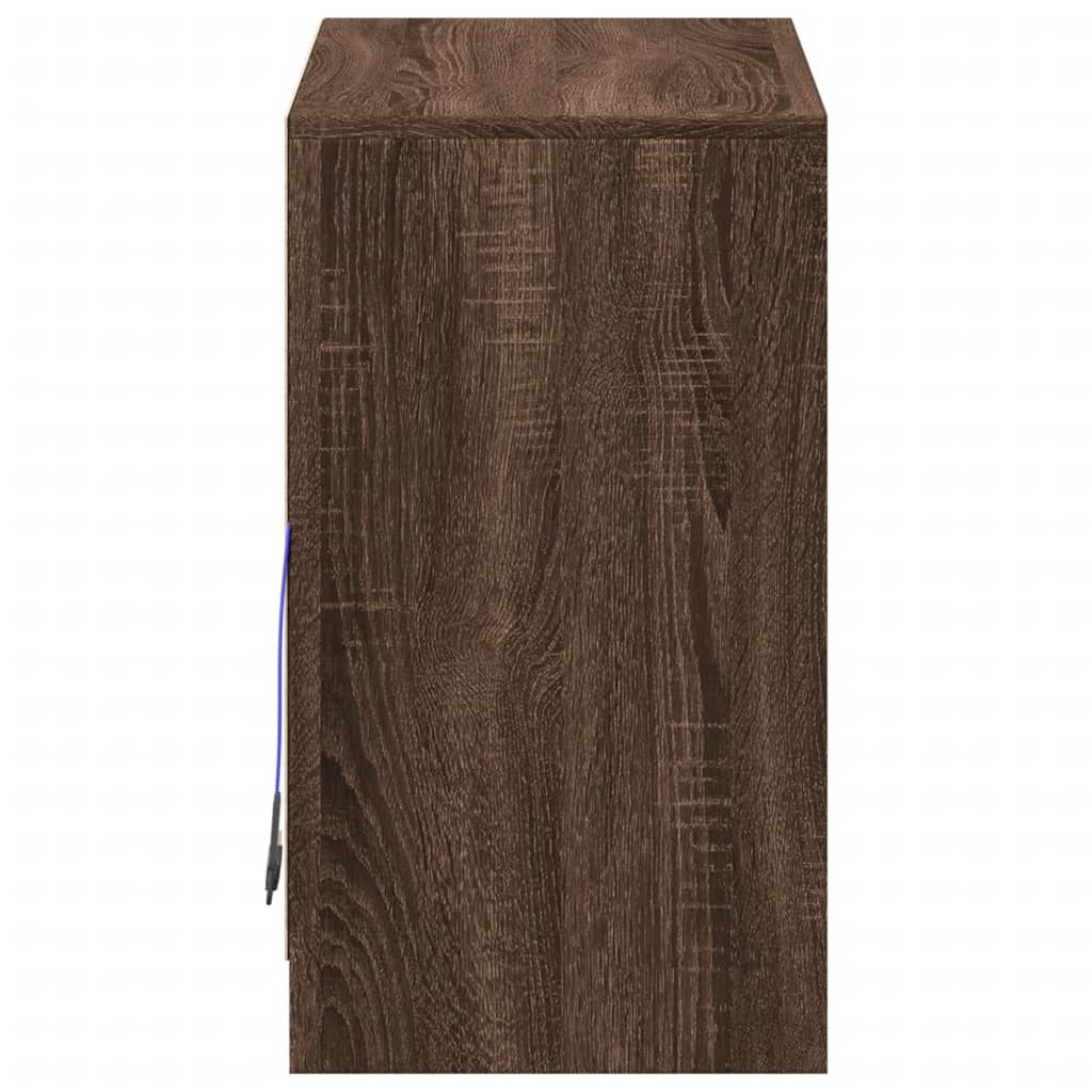Aparador com luzes LED derivados de madeira carvalho castanho