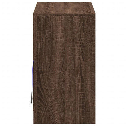 Aparador com luzes LED derivados de madeira carvalho castanho