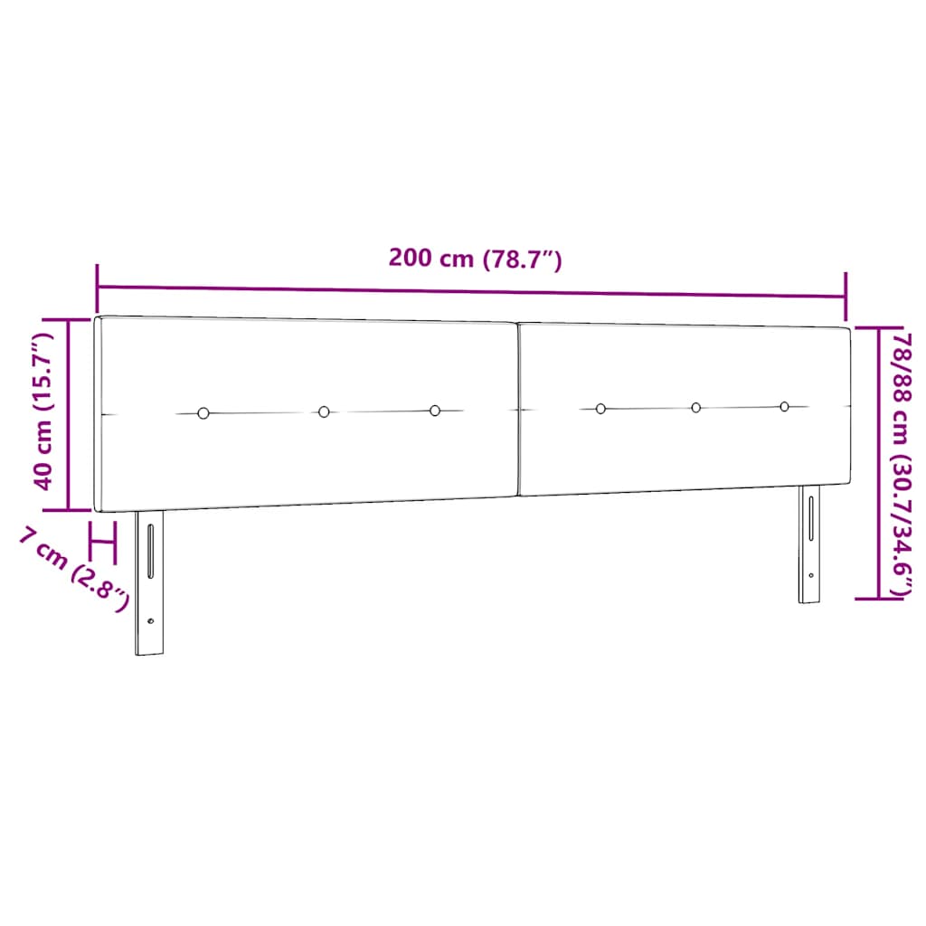 Cabeceira LED com luzes de tira LED Preto 200 cm Poliéster