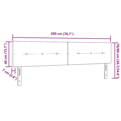 Cabeceira LED com luzes de tira LED Preto 200 cm Poliéster