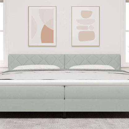 Cabeceira LED Cinzento-claro 200 cm Couro Sintético