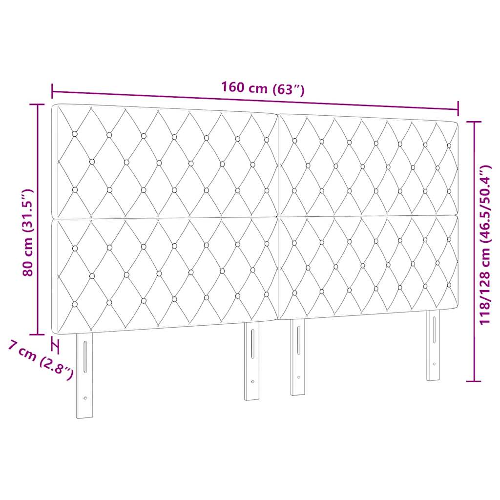 Cabeceira LED com cabeceira Cinza Escuro 160 cm Poliéster