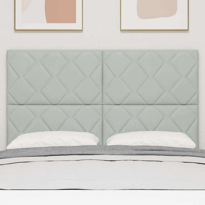 Cabeceira LED Cinzento-claro 144 cm Couro Sintético