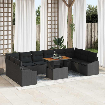 Conjunto de Jantar para Jardim Manual 11 pcs Preto e Marrom