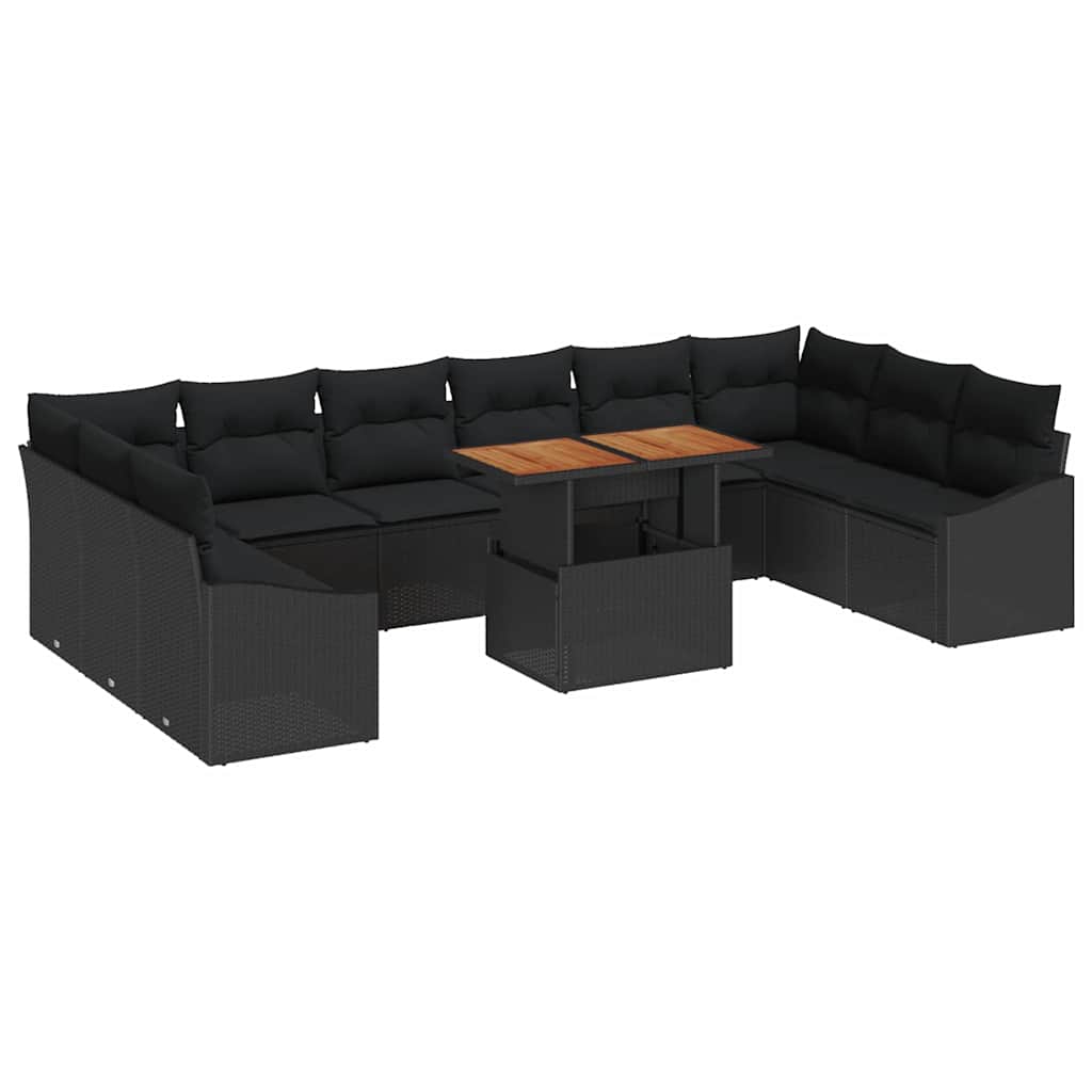 Conjunto de Jantar para Jardim Manual 11 pcs Preto e Marrom