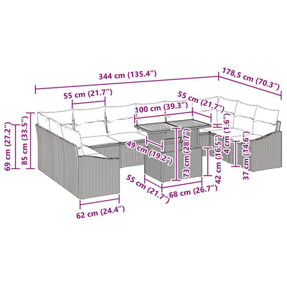 Conjunto de Jantar para Jardim Manual 11 pcs Preto e Marrom