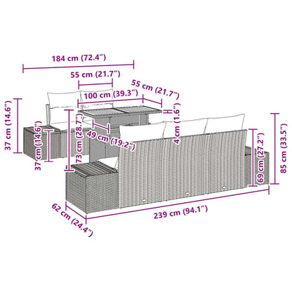 Conjunto de Jantar para Jardim Manual 6 pcs Preto e Marrom