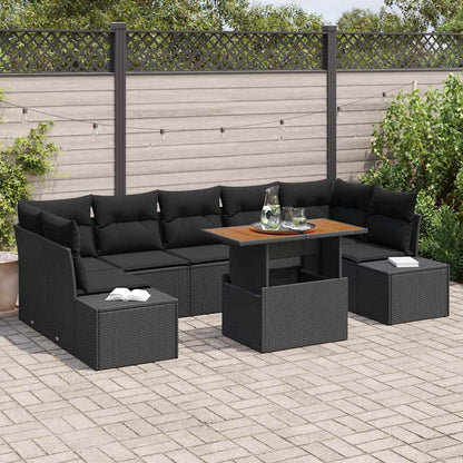 Conjunto de Jantar para Jardim Manual 8 pcs Preto e Marrom