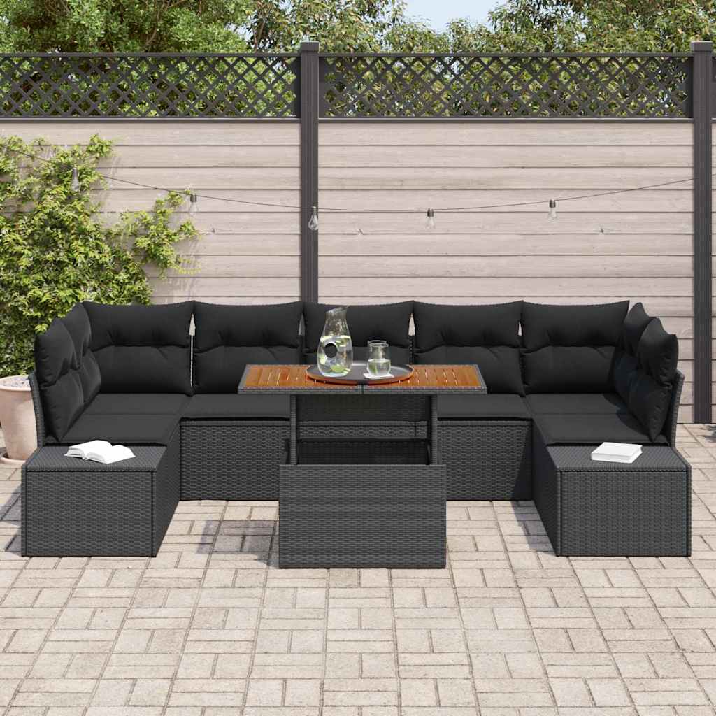 Conjunto de Jantar para Jardim Manual 8 pcs Preto e Marrom
