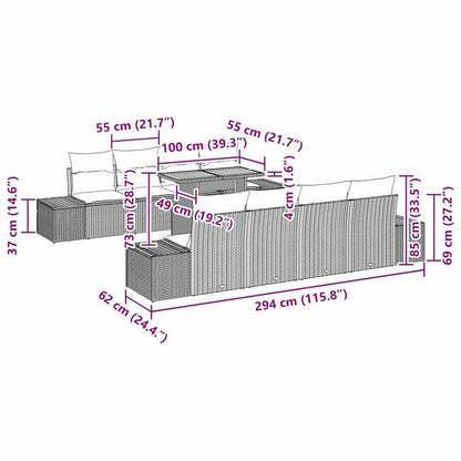 Conjunto de Jantar para Jardim Manual 9 pcs Cinza e Marrom