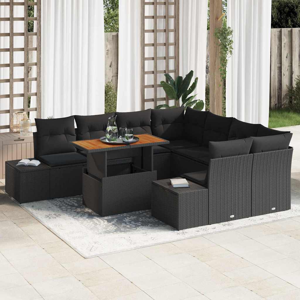 Conjunto de Jantar para Jardim Manual 9 pcs Preto e Marrom