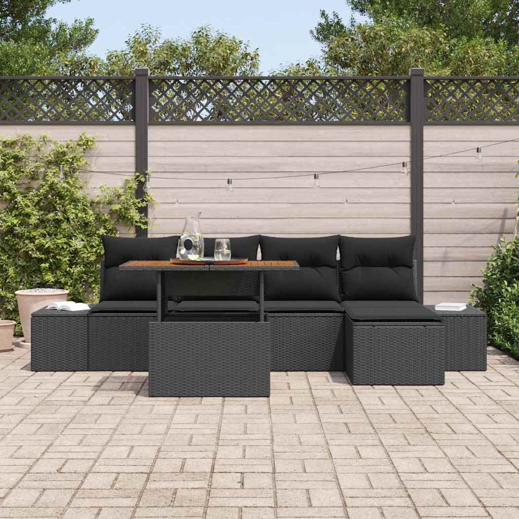 Conjunto de Jantar para Jardim 6 pcs Preto e Marrom