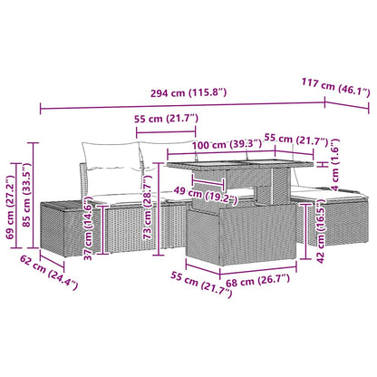 Conjunto de Jantar para Jardim 6 pcs Preto e Marrom