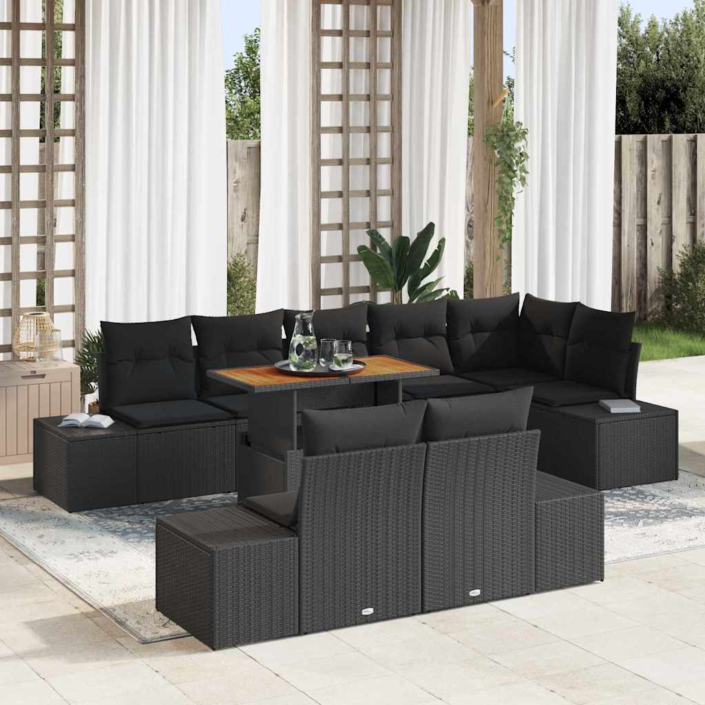 Conjunto de Jantar para Jardim Manual 9 pcs Preto e Marrom