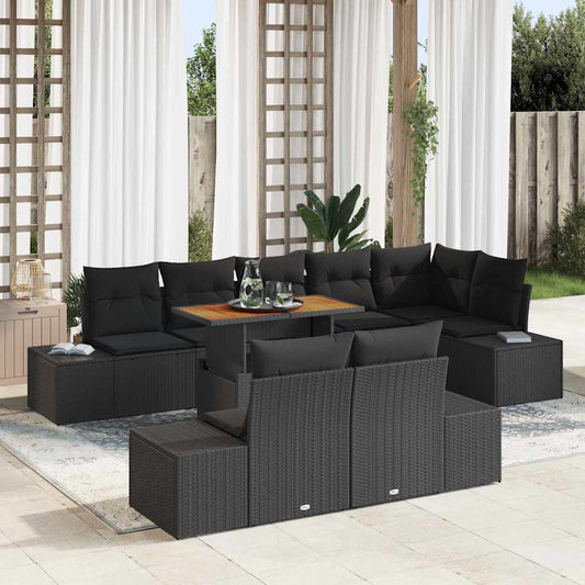 Conjunto de Jantar para Jardim Manual 9 pcs Preto e Marrom