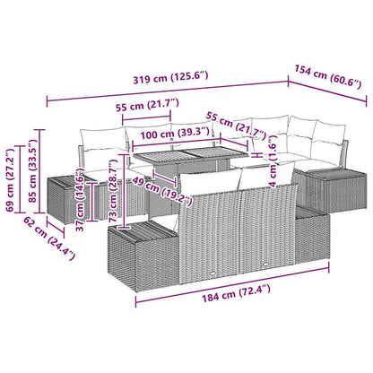 Conjunto de Jantar para Jardim Manual 9 pcs Preto e Marrom