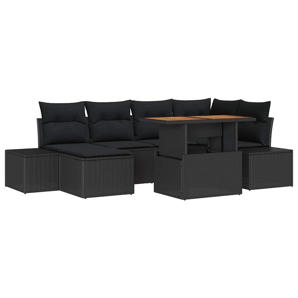 Conjunto de Jantar para Jardim 7 pcs Preto e Marrom