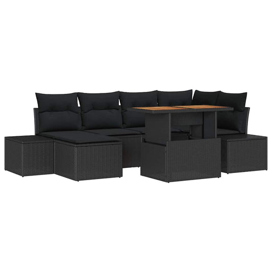 Conjunto de Jantar para Jardim 7 pcs Preto e Marrom