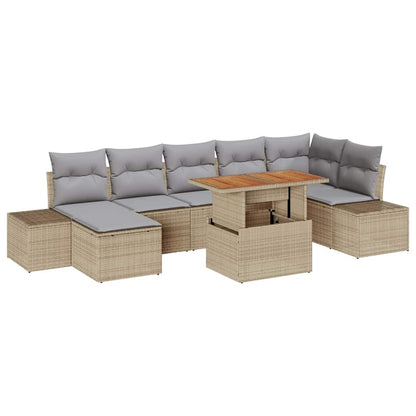 Conjunto de Sofá de Jardim com almofada 8 pcs Bege e Cinza