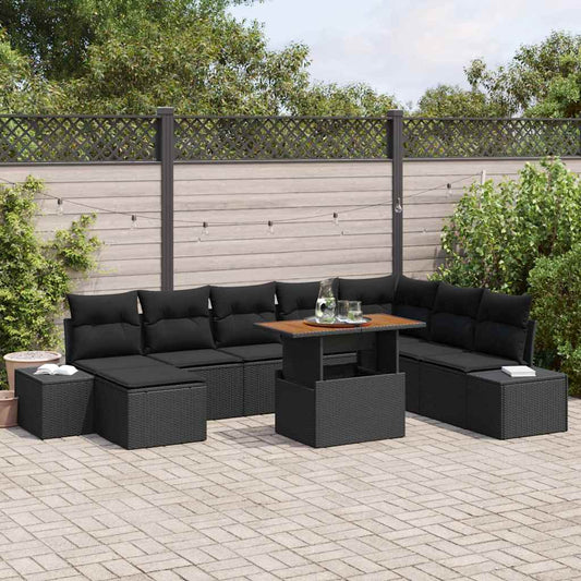 Conjunto de Jantar para Jardim 9 pcs Preto e Marrom