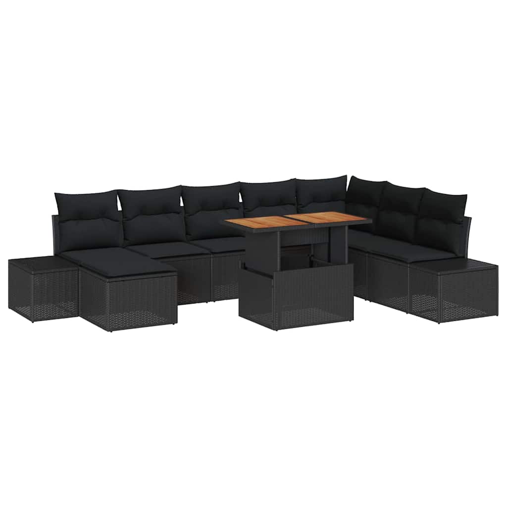 Conjunto de Jantar para Jardim 9 pcs Preto e Marrom