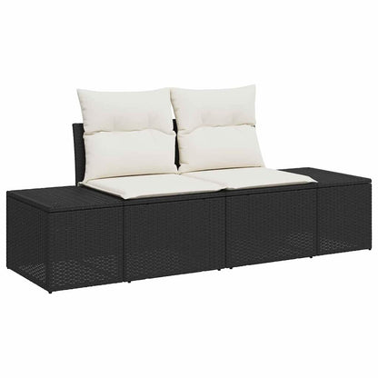 Conjunto de Sofá de Jardim com almofada 11 pcs Preto e Creme