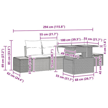 Conjunto de Jantar para Jardim com almofada 5 pcs Preto e Bege