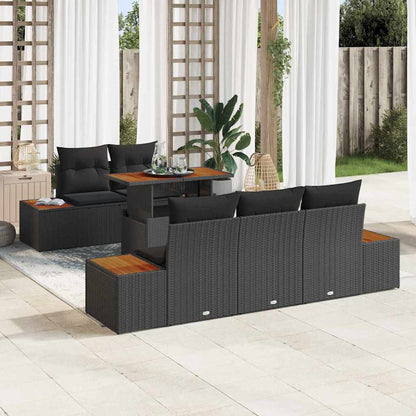 Conjunto de Jantar para Jardim Manual 6 pcs Preto e Marrom