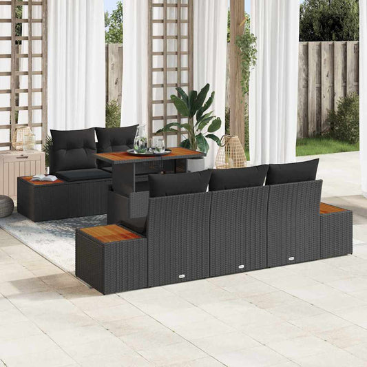 Conjunto de Jantar para Jardim Manual 6 pcs Preto e Marrom