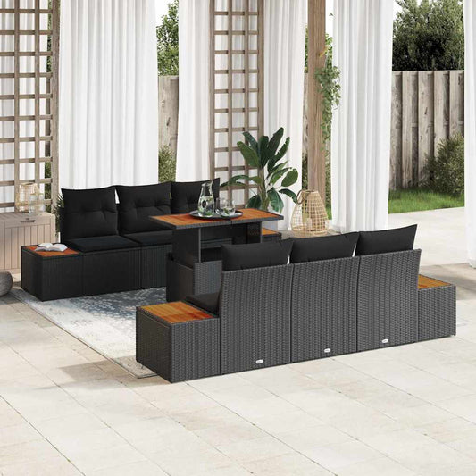 Conjunto de Jantar para Jardim Manual 7 pcs Preto e Marrom