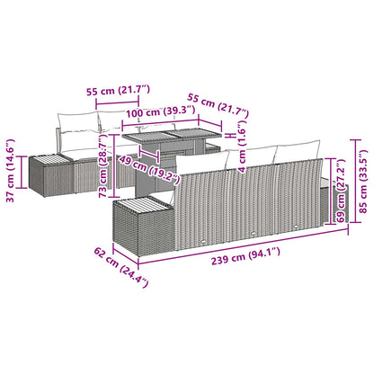 Conjunto de Jantar para Jardim Manual 7 pcs Preto e Marrom