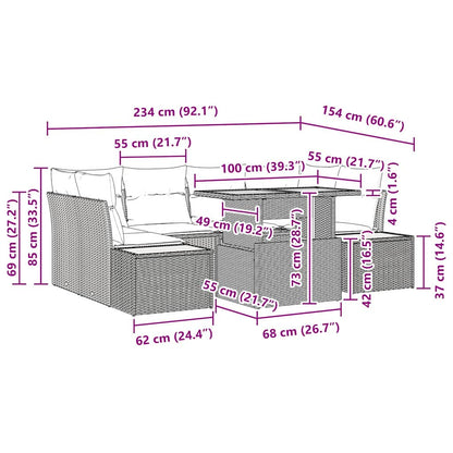 Conjunto de Jantar para Jardim com almofada 9 pcs Preto e Bege