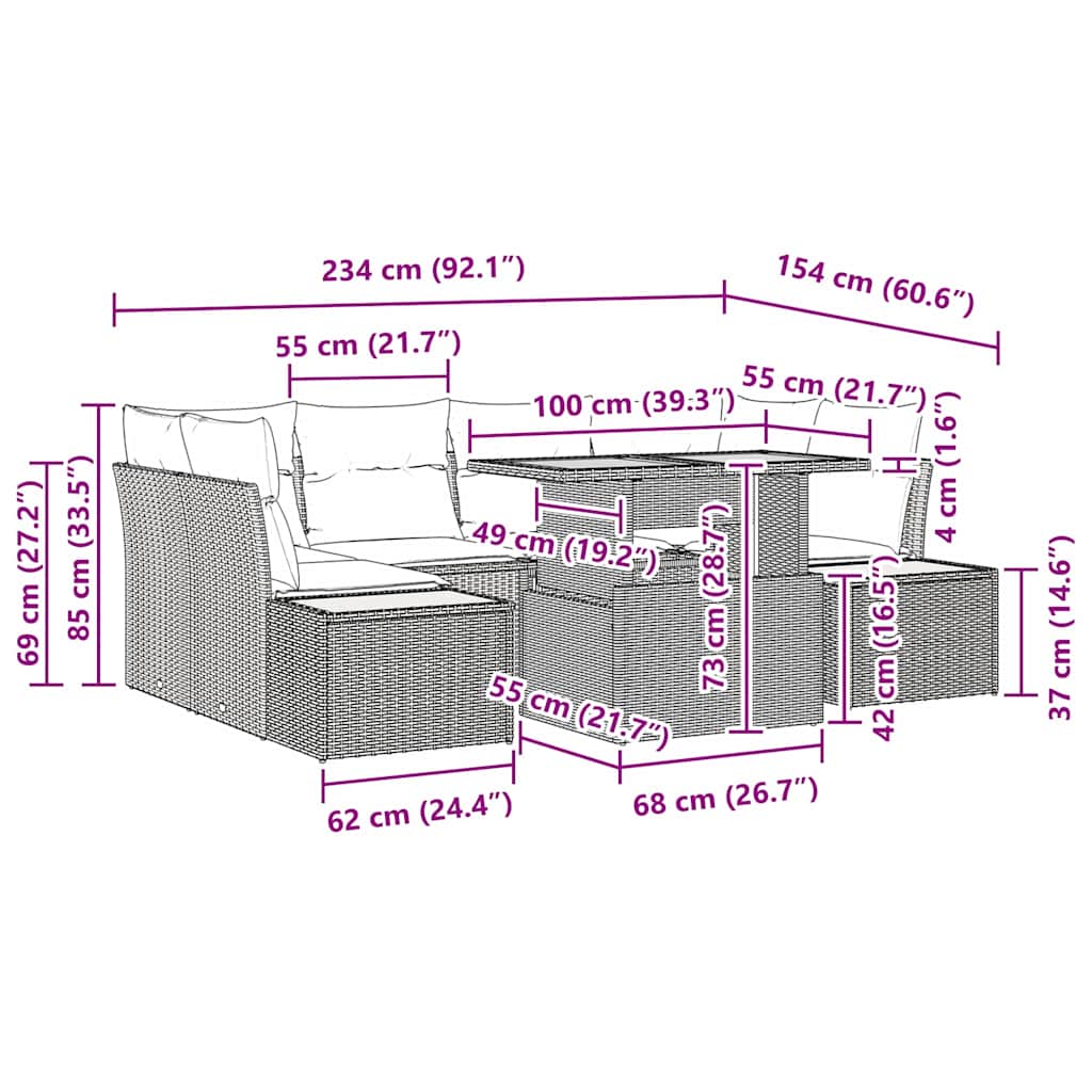 Conjunto de Jantar para Jardim com almofada 9 pcs Bege e Cinza