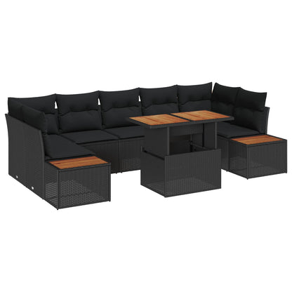 Conjunto de Jantar para Jardim Manual 8 pcs Preto e Marrom